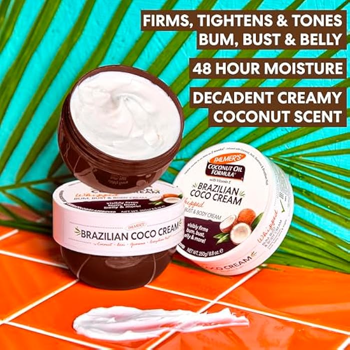 Palmer's Coconut Oil Formula Brazilian Coco Cream with Vitamin E, 8.8 Fl Oz, Whipped Bum, Bust & Body Cream, Helps with Skin Tightening & Firming - Image 4